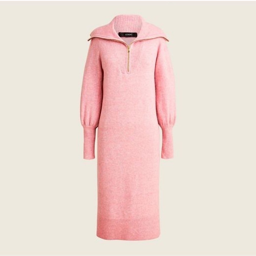 J.Crew Pink Half-Zip Sweater Dress in Super Soft Yarn sz XS - Picture 4 of 15